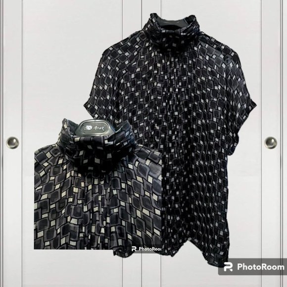 🖤🌹🖤Cute Flowy Zara Check Short Sleeve Blouse - Picture 1 of 13